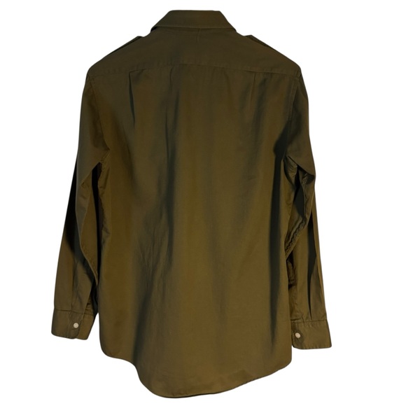 Vintage Eddie Bauer USA Made Military Green Utility Shirt M Long Sleeve Cotton - Picture 6 of 11